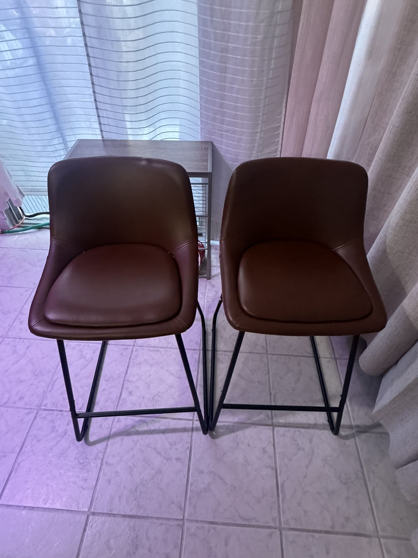 TWO SETS Of 2 Brown Counter Stools