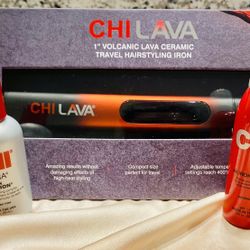 NWT Chi 1” Travel Size Volcanic Lava Styling Iron w/ Silk Infusion & Iron Guard $125 Value 