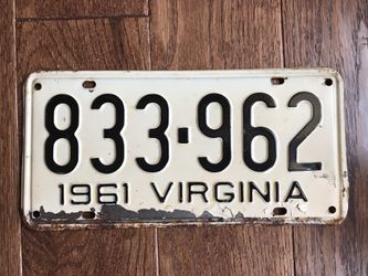1961 Virginia license plate