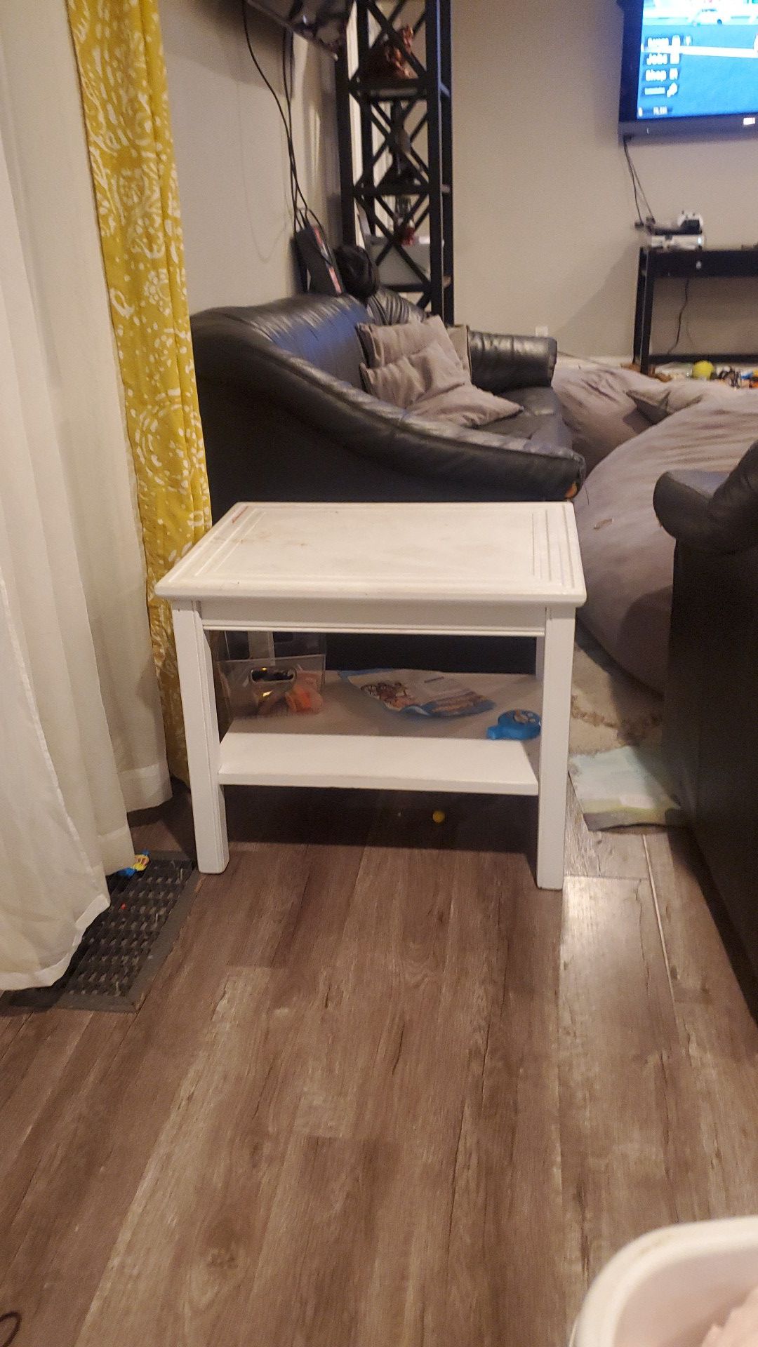 Solid wood white side table