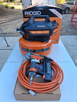 RIDGID 6 gallon air compressor and brad nailer combo kit