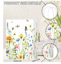 16 PCS Wildflower Gift Bags Goodie Bag for Baby Shower Wedding Bridal