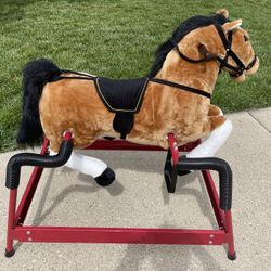  Rocking Horse Bouncing Rocker Toy Durable Plush Toddlers Spring Realistic Sounds