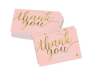 50 PCS Pink "Thank You for Supporting My Business" Cards New