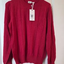 Grace Karin Long Lantern Sleeve Crew Neck Sweater