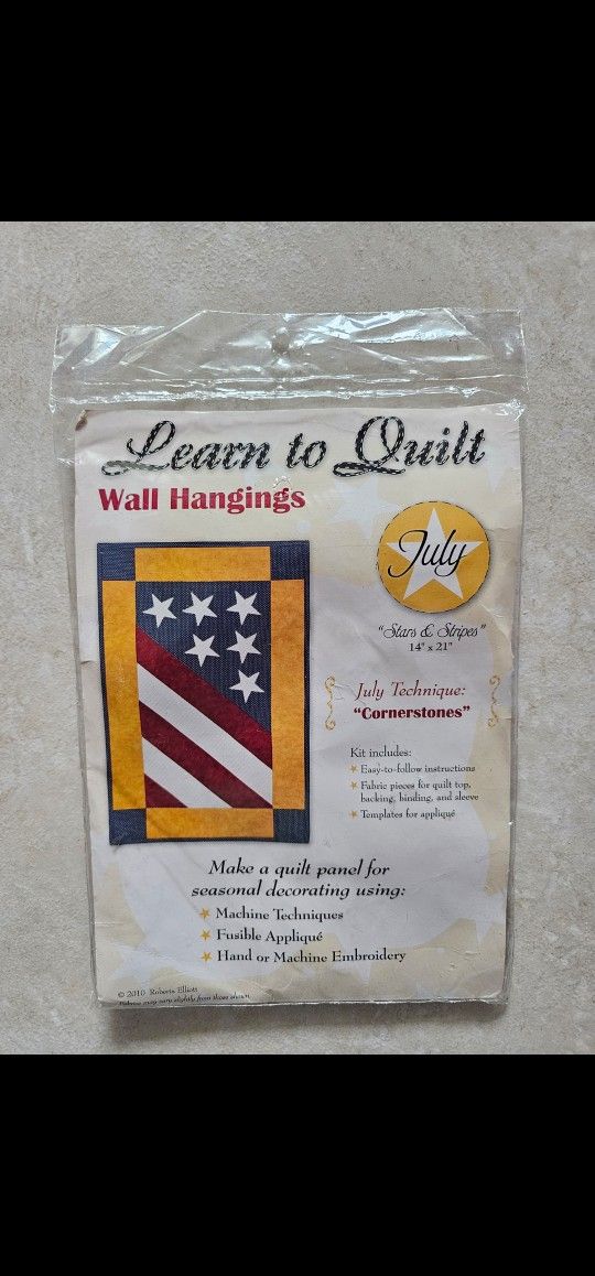 2010 Roberta Elliott Learn To Quilt Wall Hangings July "Stars & Stripes" 14"×21" New