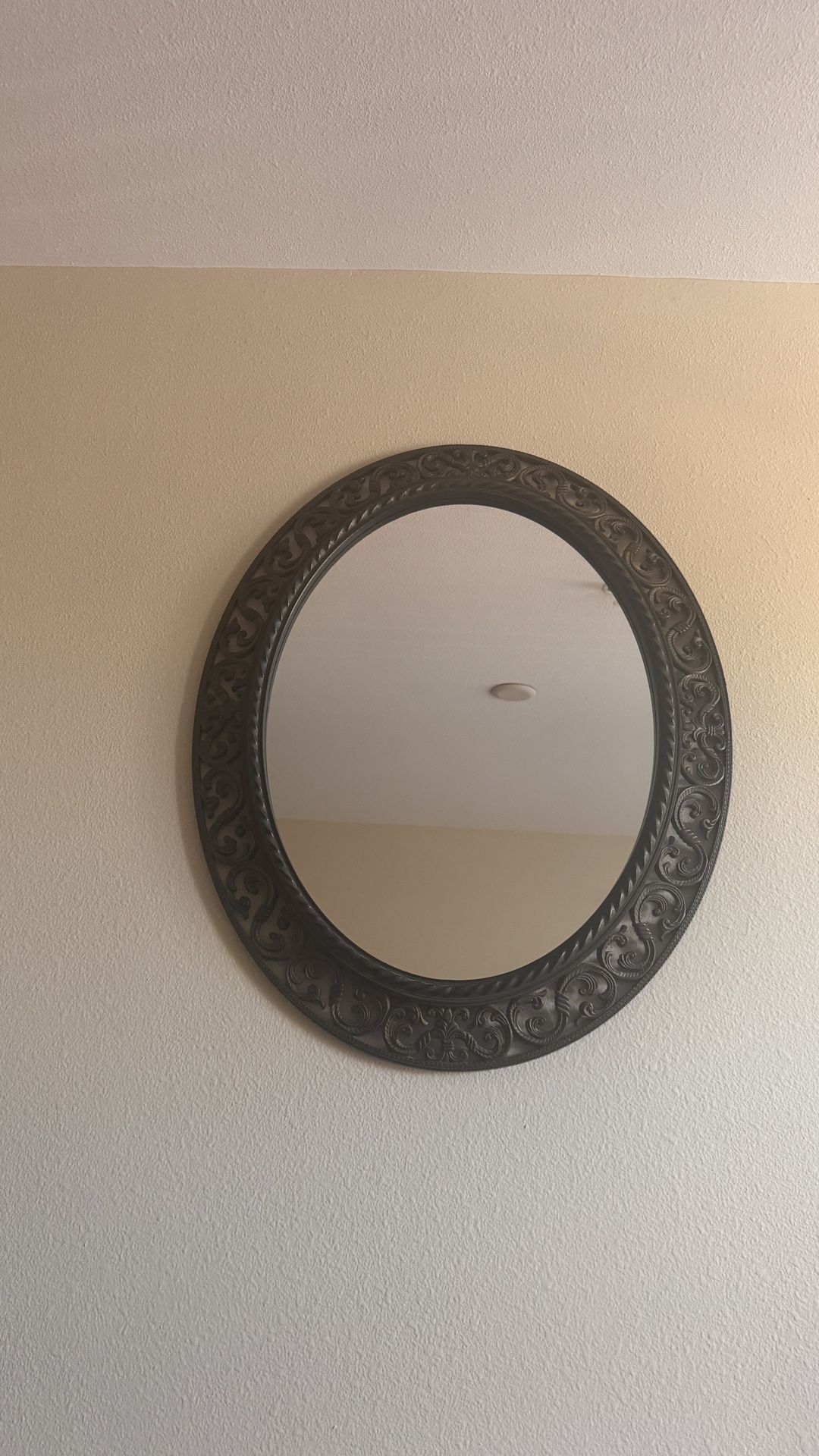 Large Rustic Wrought Iron Oval Mirror Size 38x25”