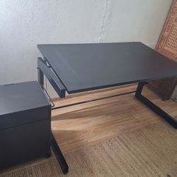 Modern Desk With Rolling Cabinet 
