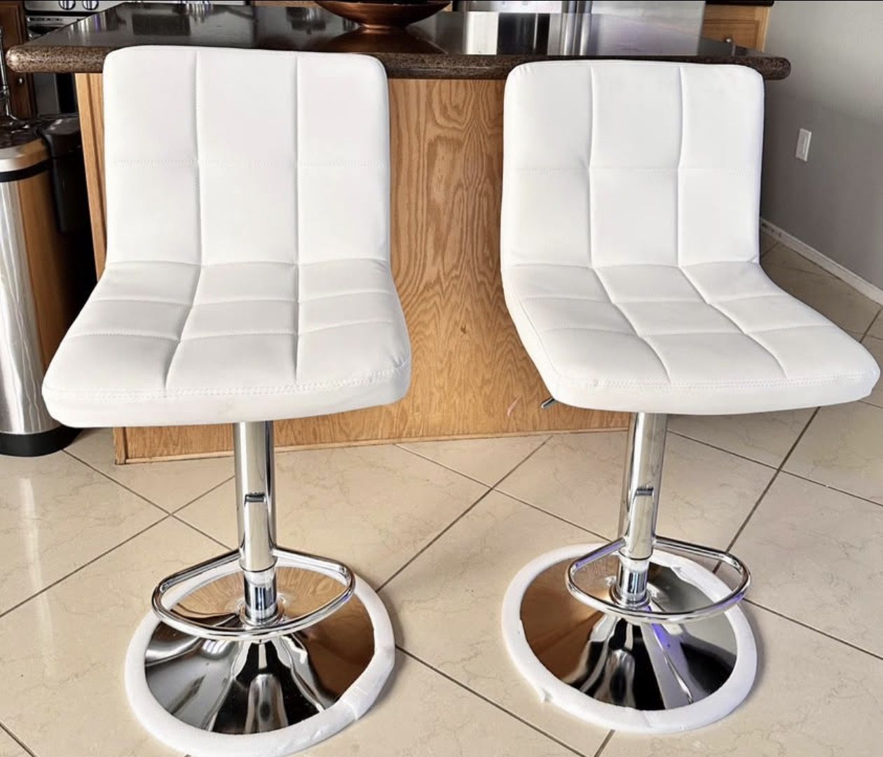 WHITE & SILVER barstools