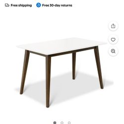 47" Solid Wood Walnut/White Top Rectangular Dining Table