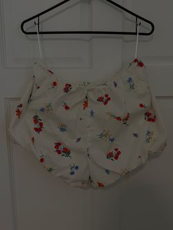 White Floral Print Shorts