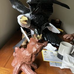 American Bald Eagle Statue Perched On Tree