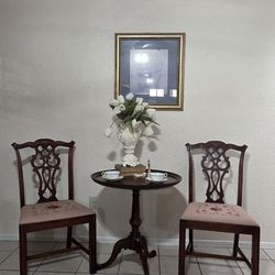 Antique imperial Mahogany table, 2 bernhardt chairs