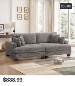 3-Seater Sofa Chenille Upholstered Couch Modern Loveseat Sofa Wooden Frame Sofa for Living Room
