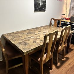 Dining Room Set, Coffee Table, And Two Matching End Tables 