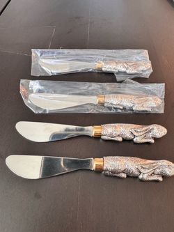 Arthur  Court Rabbit Handle Butter Spreader Knives Set of 4