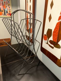 Vintage Mid Century Modern Two Tier Magazine Rack