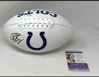 Peyton Manning Indianapolis Colts Signed Autographed Logo Football JSA COA
