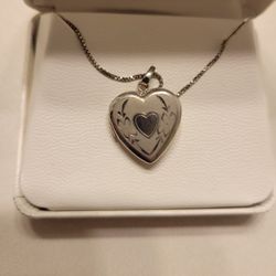 Sterling Silver Locket Heart Necklace