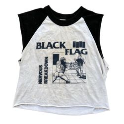 Black Flag Nervous Breakdown Thrashed Cut Off Shirt Size Medium