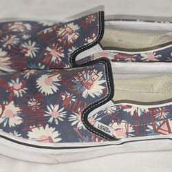 Vans Classic Slip On Shoes Blue Red Crew Floral Low Top Skateboarding Unisex