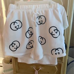 Matching outfit T-shirt, and shorts with logo