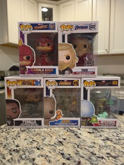 Funko Pop Marvel MCU Set Lot Kamala Khan Thor T'Challa Groot Mysterio 5 Pops