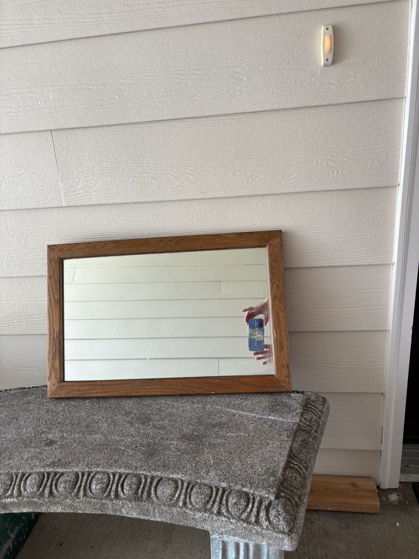 Antique Oak Framed Mirror