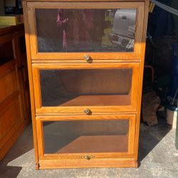 Oak Book Case With Glass Doors 