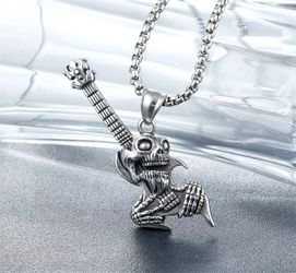 "Rock Music Stainless Steel Engraved Guitar music enthusiast Necklace, BL241
 
  Thumbnail