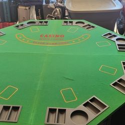 Folding Poker Table  With 500  Chips, 5 dice & 4  Decks Of Cards  