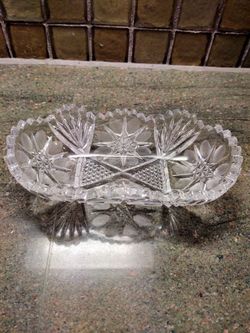 Vintage Crystal Oblong Dish