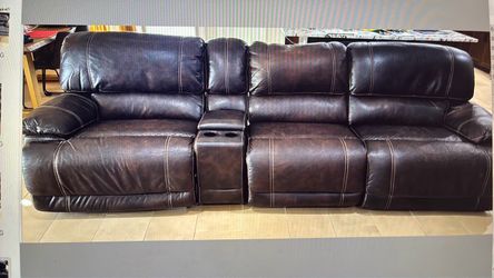 Large brown leather power reclining couch