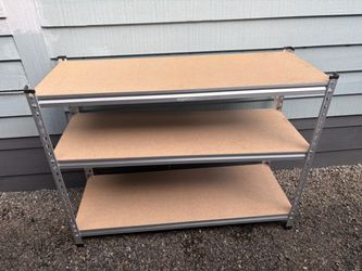3-tier metal and wood utility shelving unit great shape!
