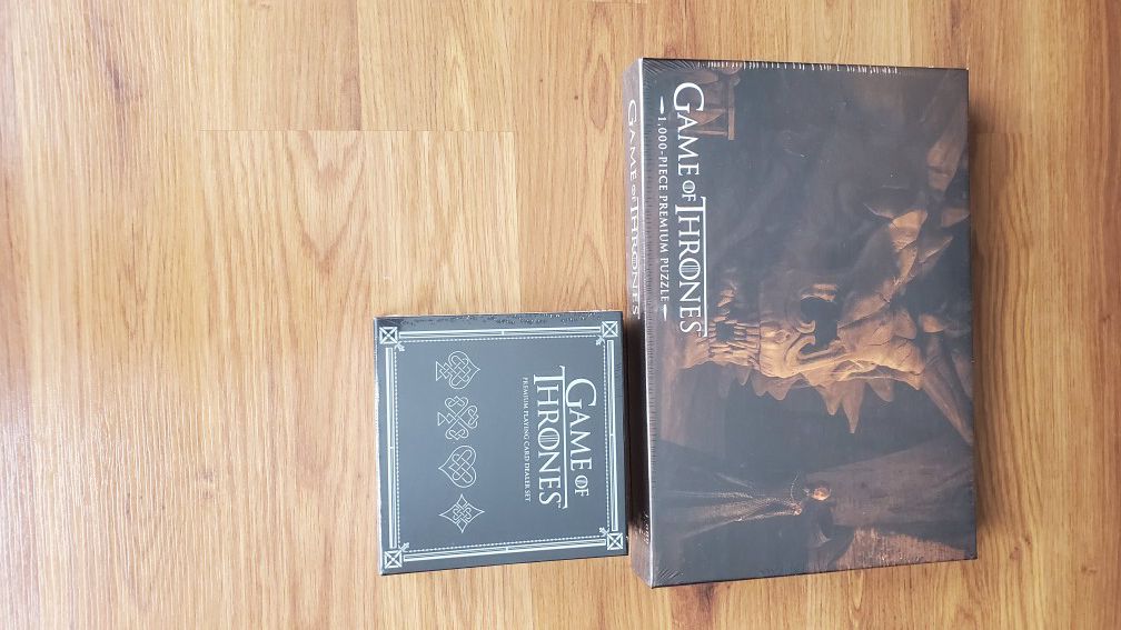 Bundle deal. Game of Thrones Premium Dealer Set Playing CardsGame of Thrones Balerion the Black Dread 1,000-Piece Premium Puzzle