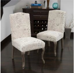 French Script High Back Cushioned Dining Room Chairs