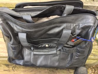 Black cowhide leather business carry-all case