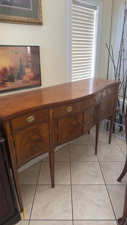 Antique Mahogany Sideboard Buffet with Brass Hardware