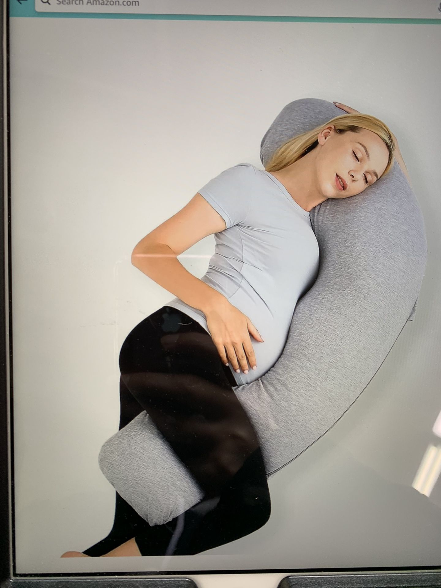 PharmedcoPregnancy Pillows for Side Sleeping J Shaped Maternity Body Pillow for Pregnancy, Soft Pregnancy Pillow with Jersey Cover for Head Neck B@X3