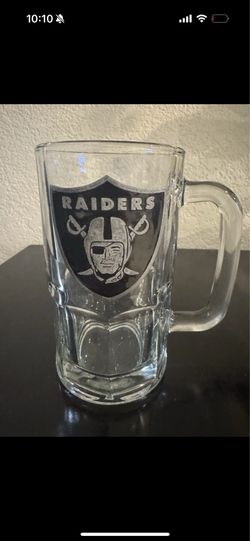 Vintage Oakland Raiders Glass Beer Mug NFL Football Stein Collectible