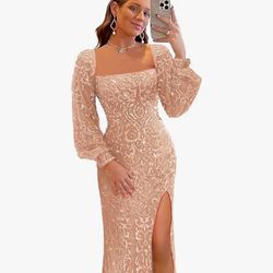 Long Sleeve Sequin Dress 