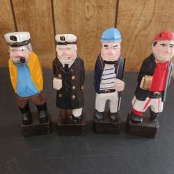 Vintage Woodland Collection Hand Carved & Hand Painted Set Of 4 Wood Figurines