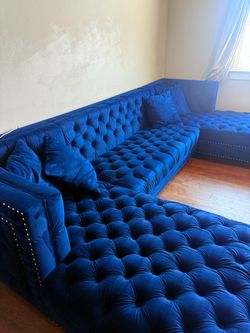 Royal Blue Velvet U-Shaped Sectional Sofa