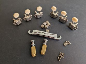 Kluson Deluxe 3 Per Side Tuners Ferrules Bridge & Posts from Gibson Les Paul Junior