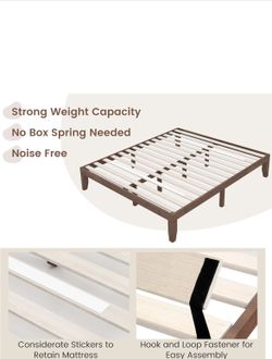 12” KING SIZE WOOD BED FRAME WITH WOOD SLATS/REFER TO PHOTOS FOR ACTUAL COLOR📣CROSSROADS 👇