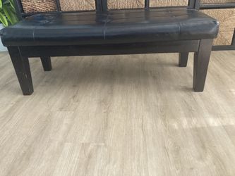 Dark Brown Leather Bench