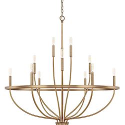 12 Light Gold Aged Brass Chandelier