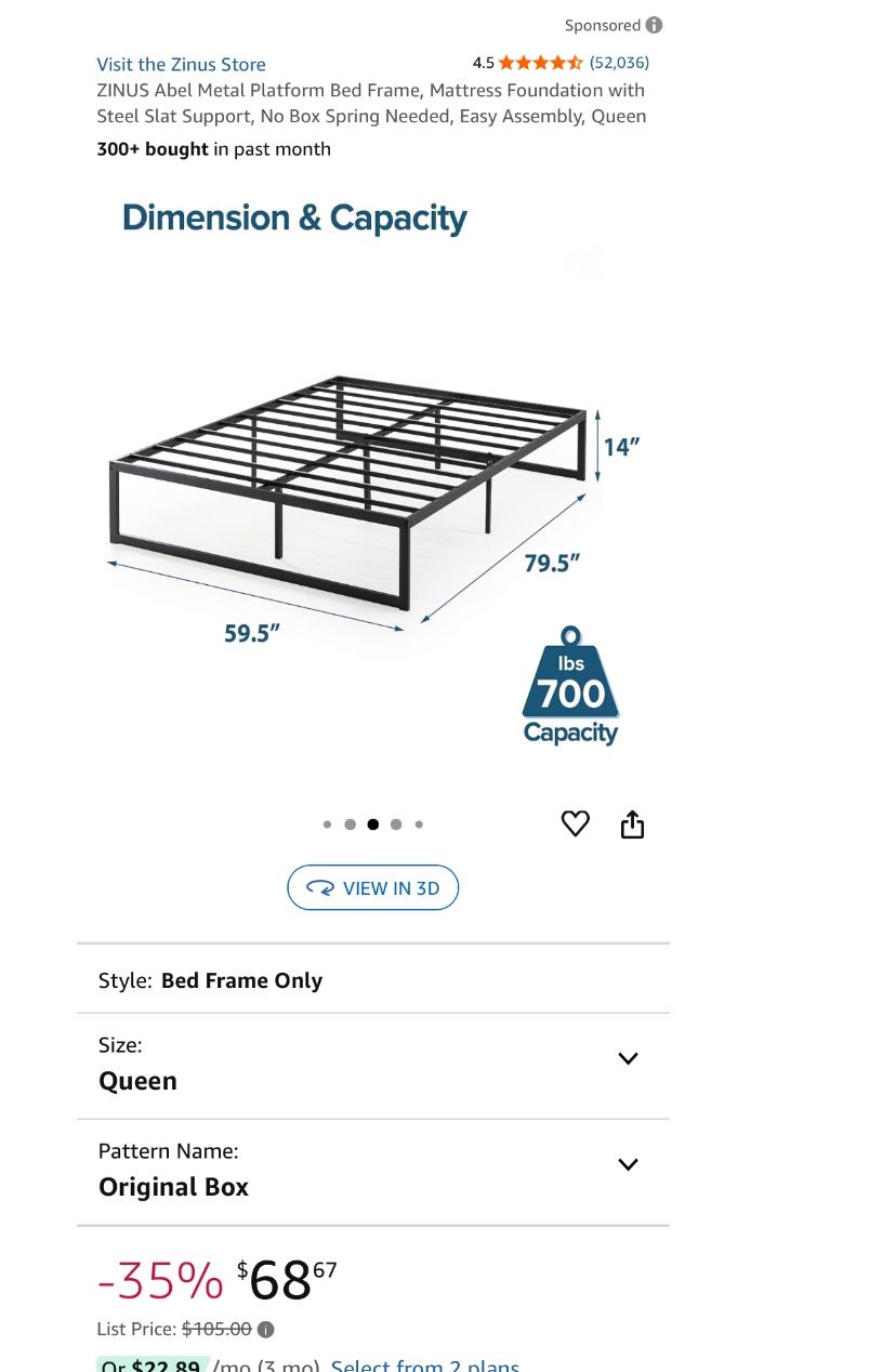 Zinus Abel Queen Bed frame 