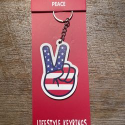 Peace Wood Keychain 