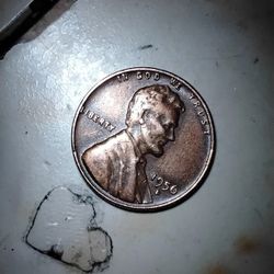 1956 Linco,n Whey Penny L On Rim And Been Struck Twice